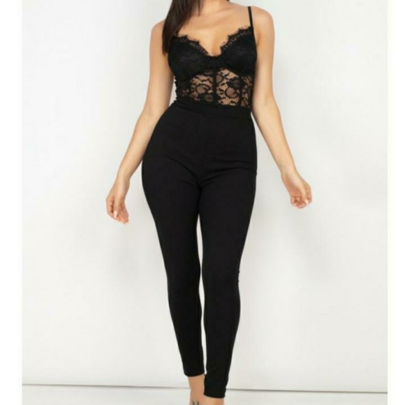 Pants - Black Lace Jumpsuit